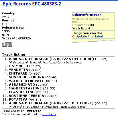 Epic Records EPC 480383-2 