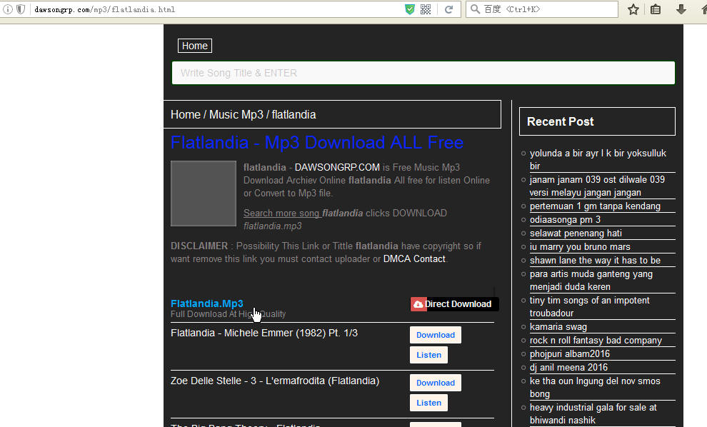 从一个网站上下载了3个名为Flatlandia.Mp3的文件