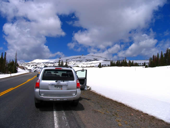 Snow on a pass at 2500 m elevation 