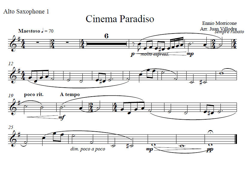 A full score of Cnema Paradiso