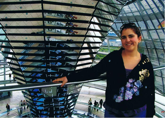 Fabiola in the glass dome of the Bundestag (assembly hall of the German government)of Berlin in May 2008 (14 years old)