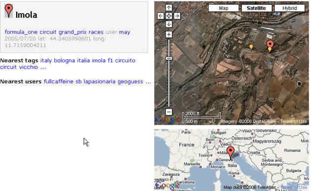 The Imola circle in the satellite photo