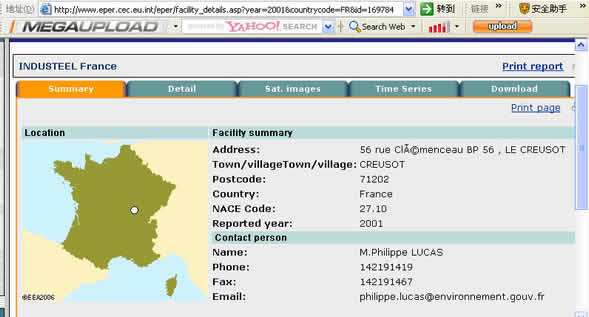 这一页注明是2001年的消息,同一个地址,工厂的名字也是 industeel France,证明这个信息比较可靠 