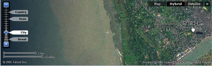 吉大港西临孟加拉湾,恒河和贾姆纳河携带的大量泥土使得海岸附近海水十分混浊