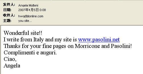 帕索里尼(PASOLINI)专题网站(意大利)站长 Molteni的邮件