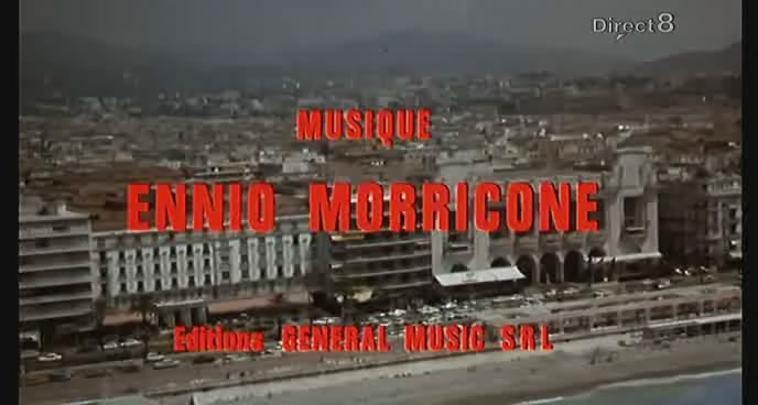 It is shown that the film was composed by Ennio Morricone
